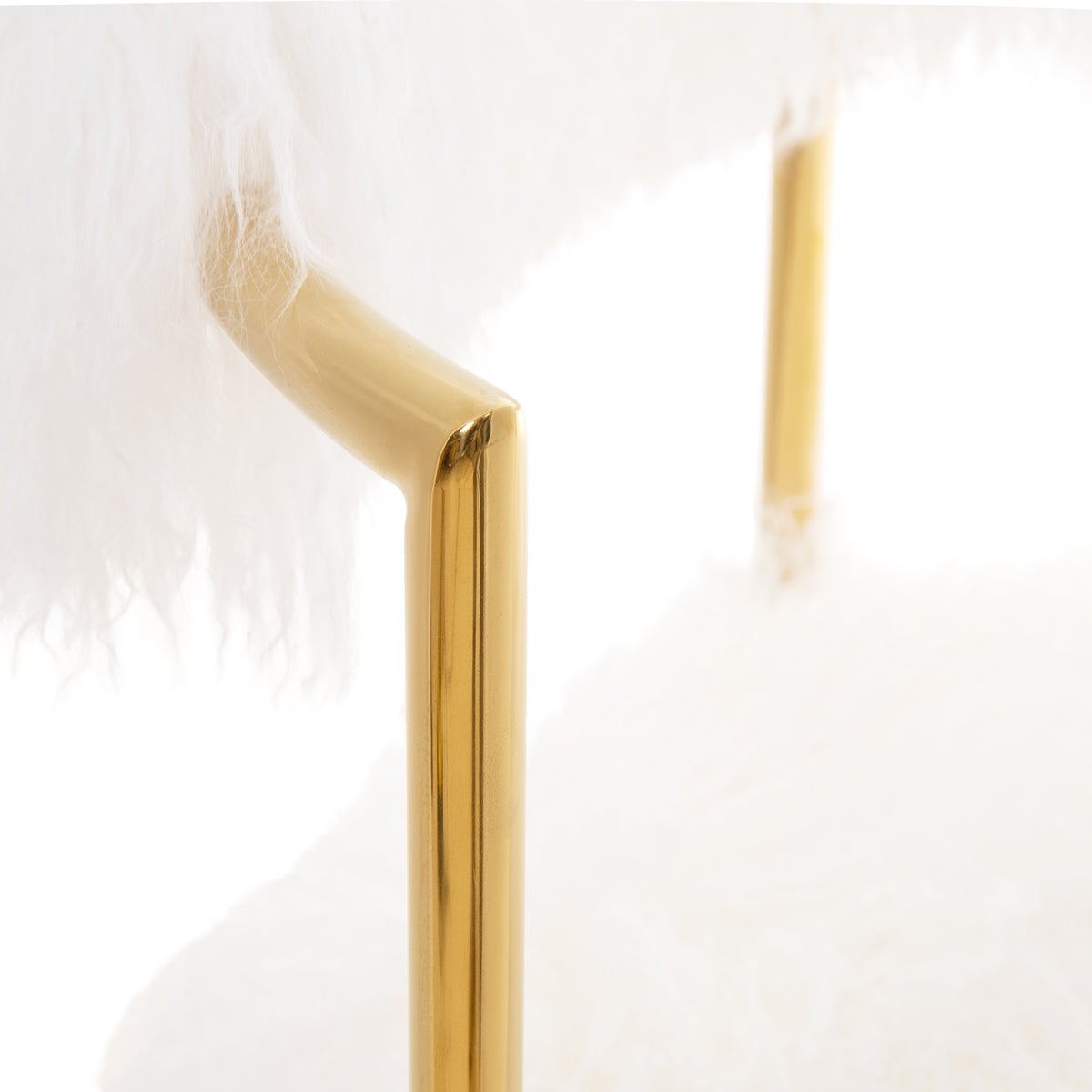 Modern White Faux Fur Accent Chair with Gold Metal Frame