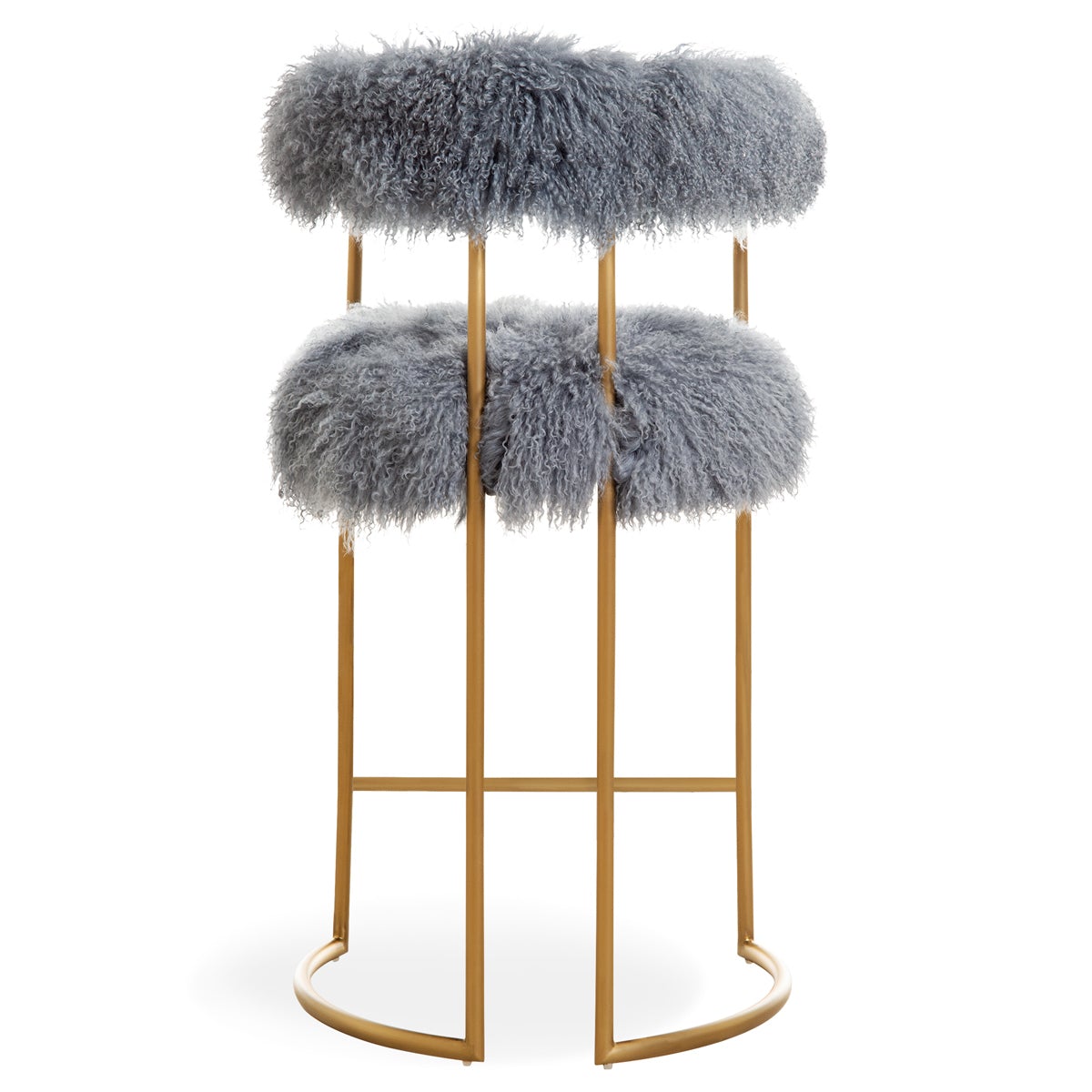 Modern Gray Faux Fur Accent Chair with Gold Metal Frame