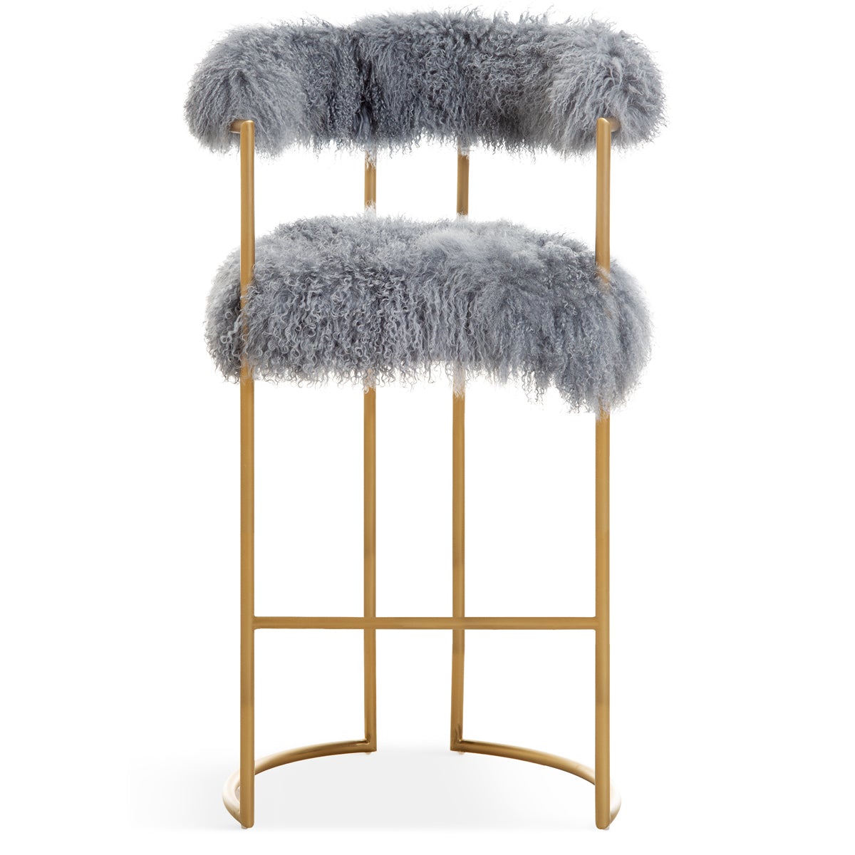 Modern Gray Faux Fur Accent Chair with Gold Metal Frame