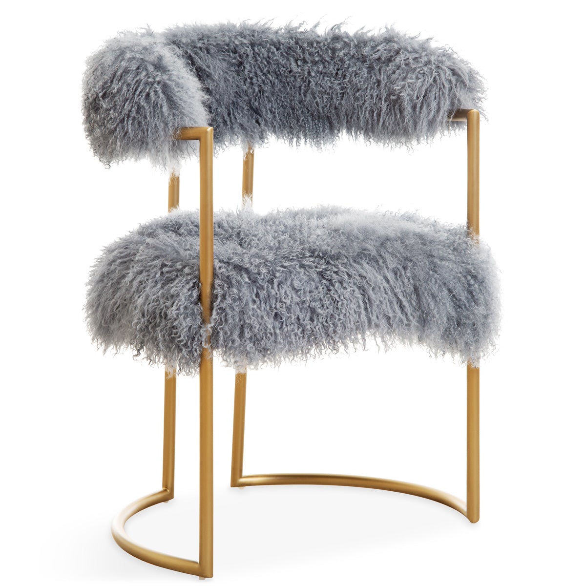 Modern Faux Fur Accent Chair with Gold Metal Frame
