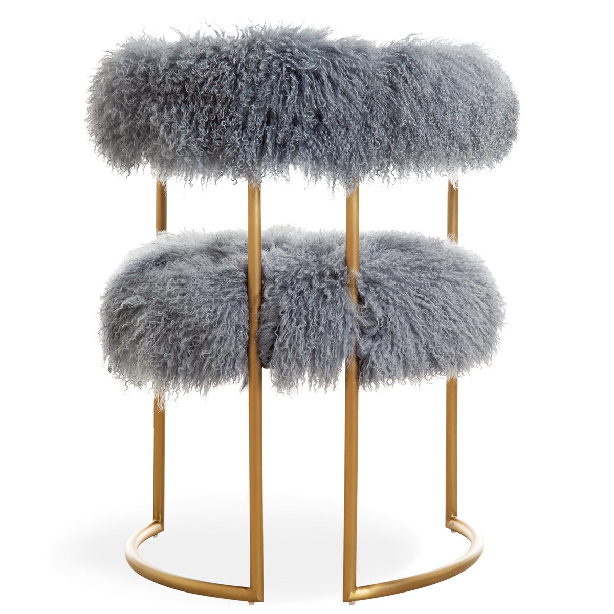 Modern Faux Fur Accent Chair with Gold Metal Frame
