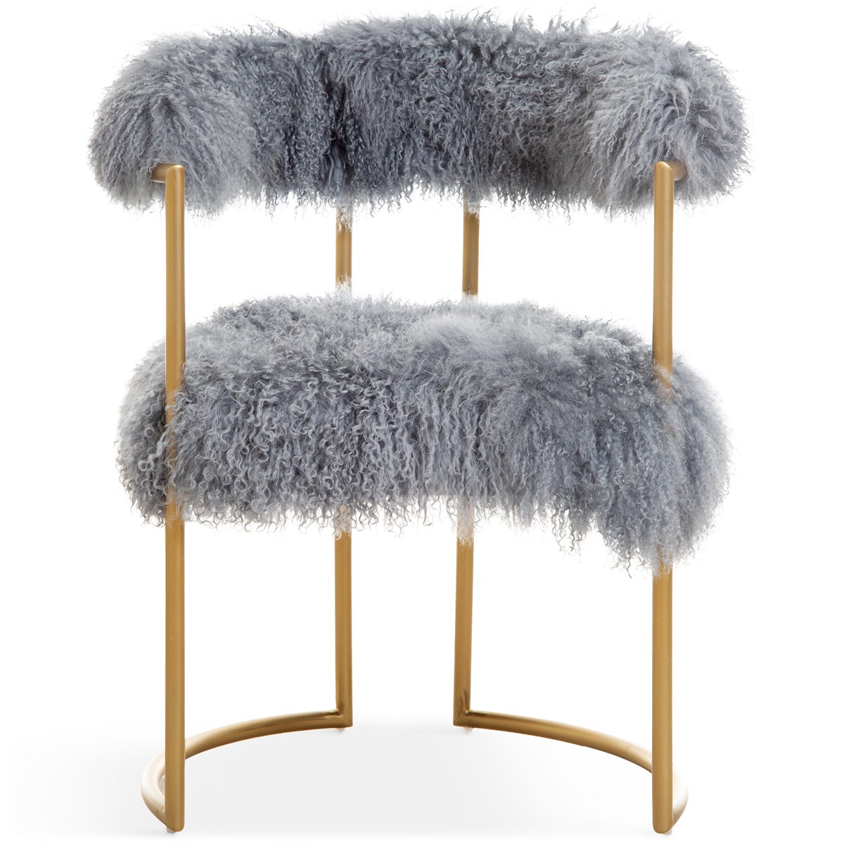Modern Faux Fur Accent Chair with Gold Metal Frame