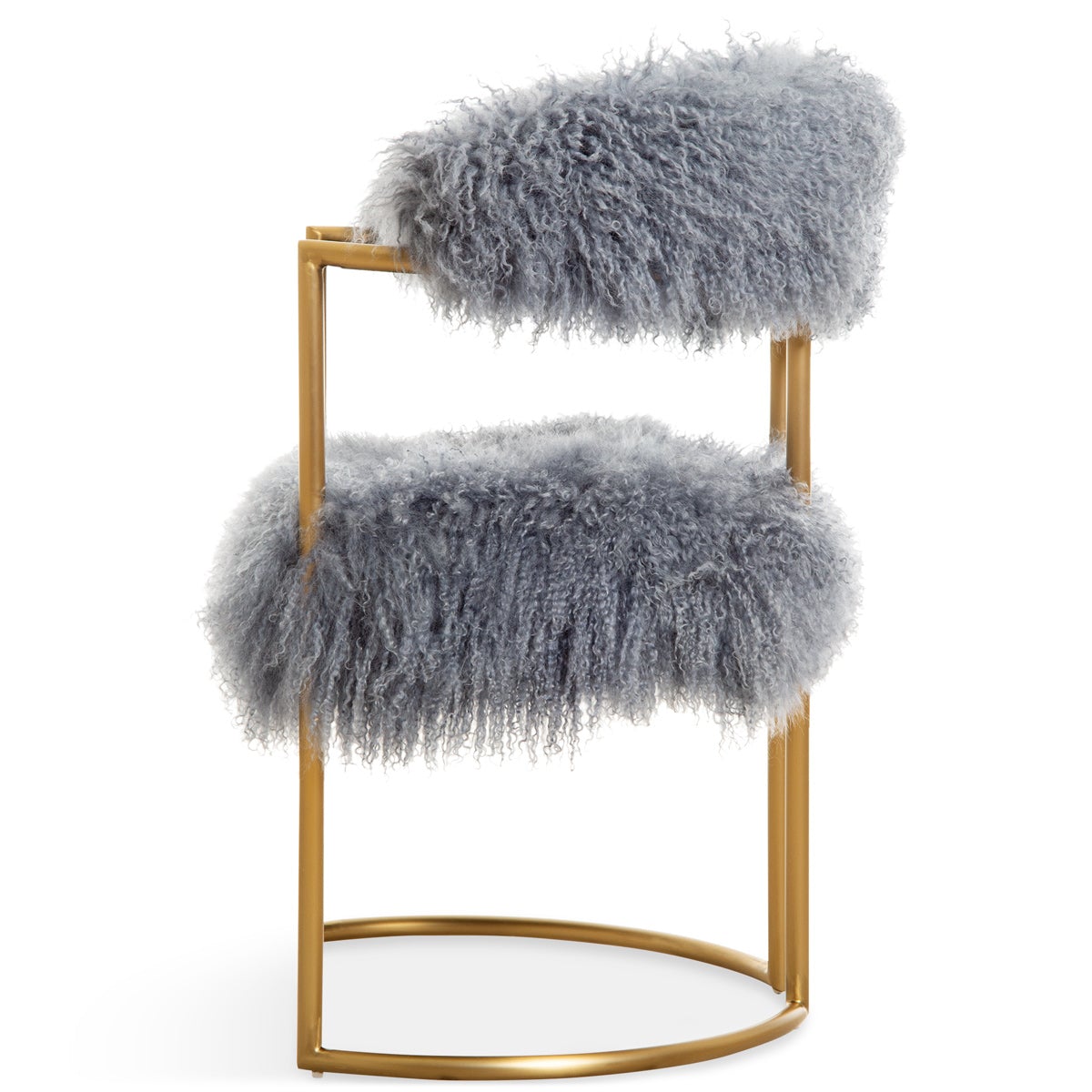 Modern Faux Fur Accent Chair with Gold Metal Frame
