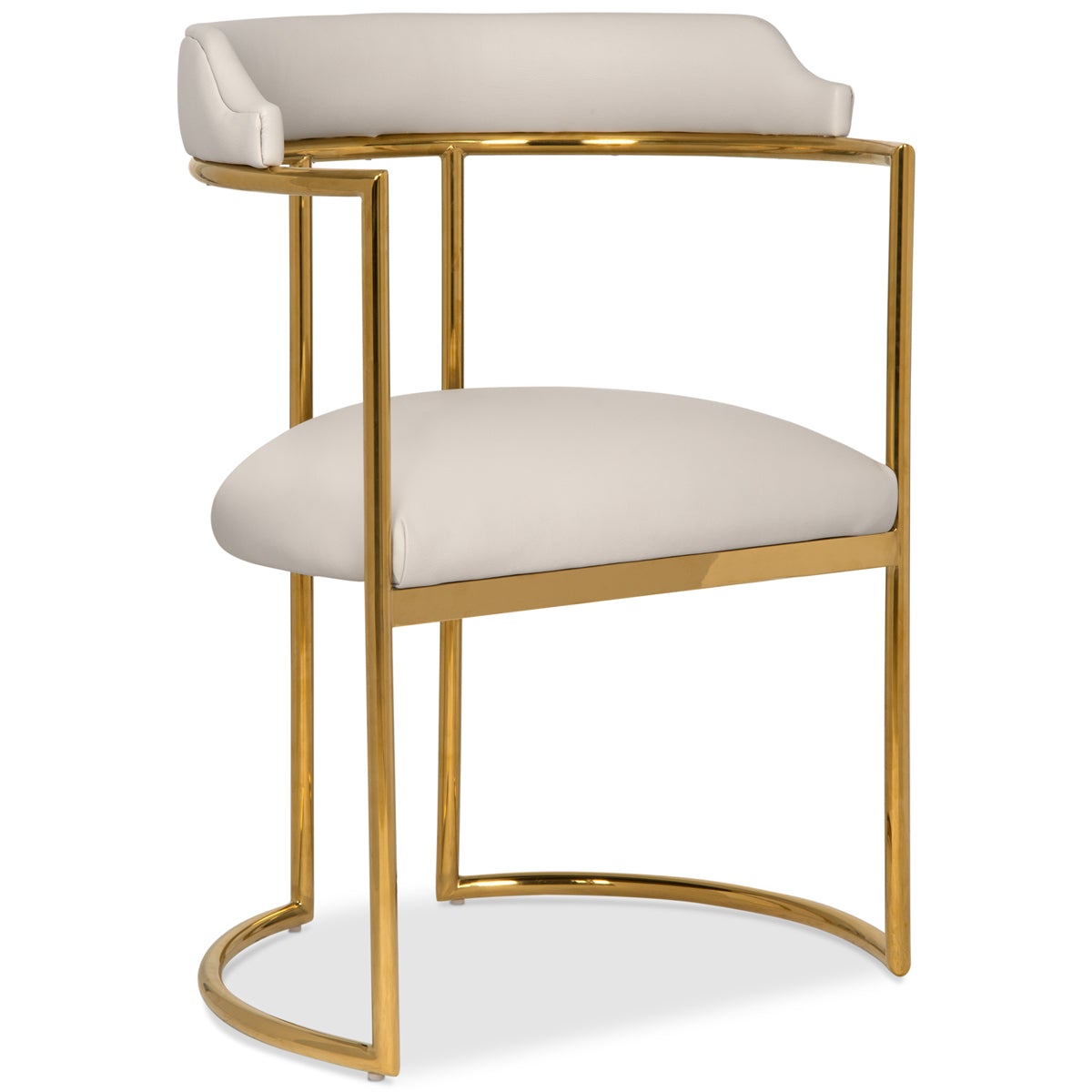 Modern Cream Upholstered Accent Chair with Gold Metal Frame
