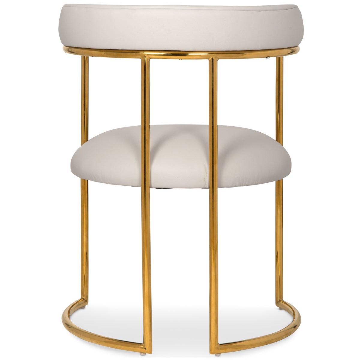 Modern Cream Upholstered Accent Chair with Gold Metal Frame