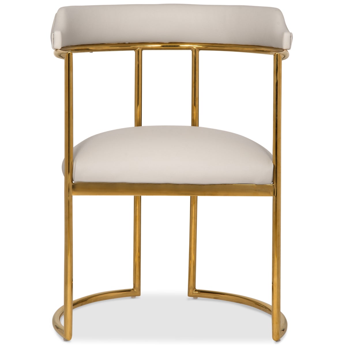 Modern Cream Upholstered Accent Chair with Gold Metal Frame