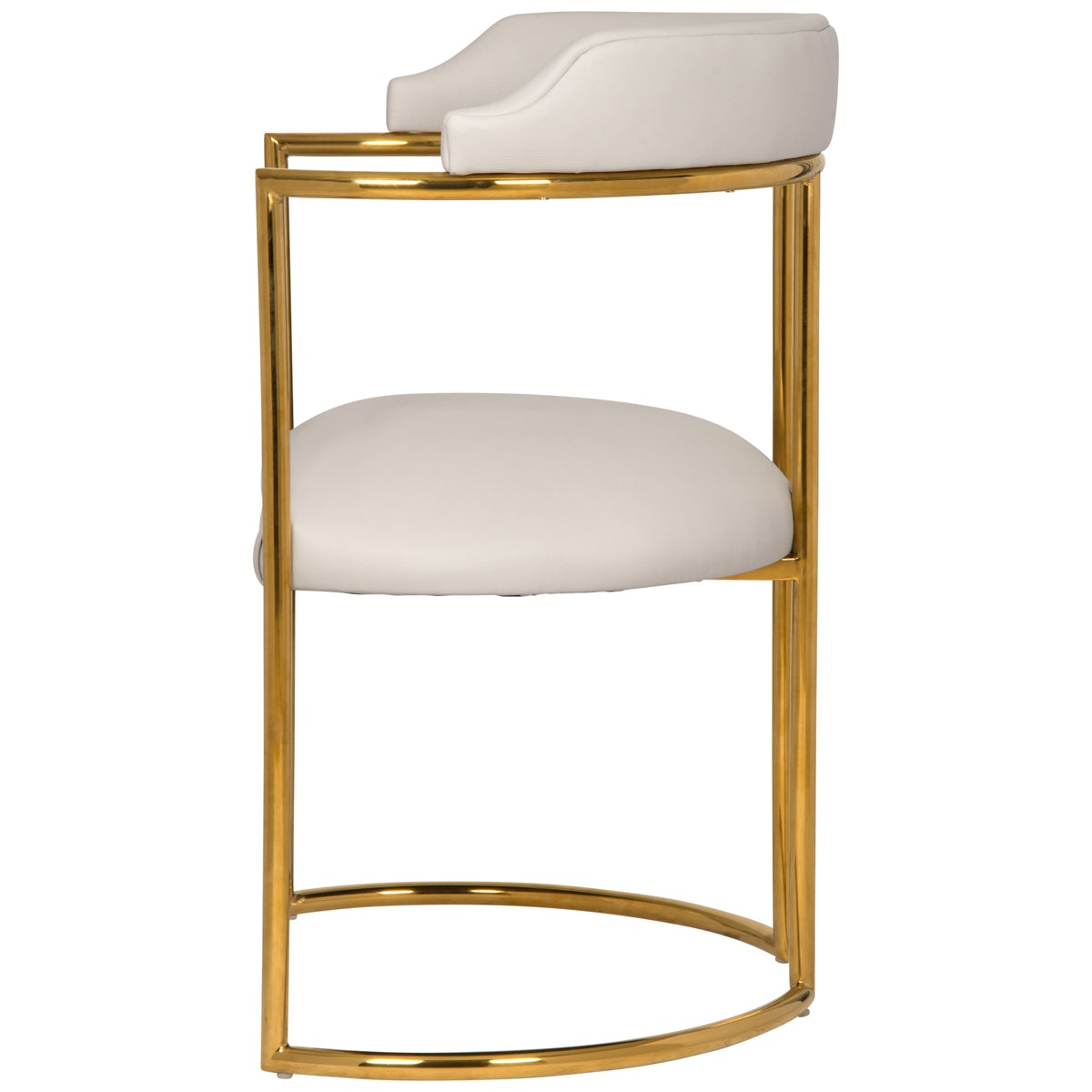 Modern Cream Upholstered Accent Chair with Gold Metal Frame
