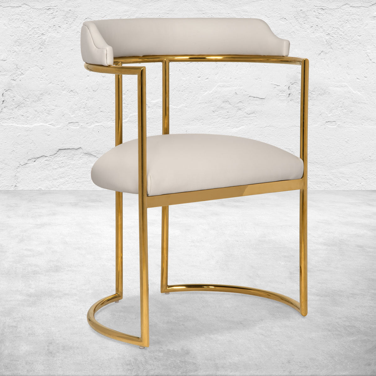 Modern Cream Upholstered Accent Chair with Gold Metal Frame