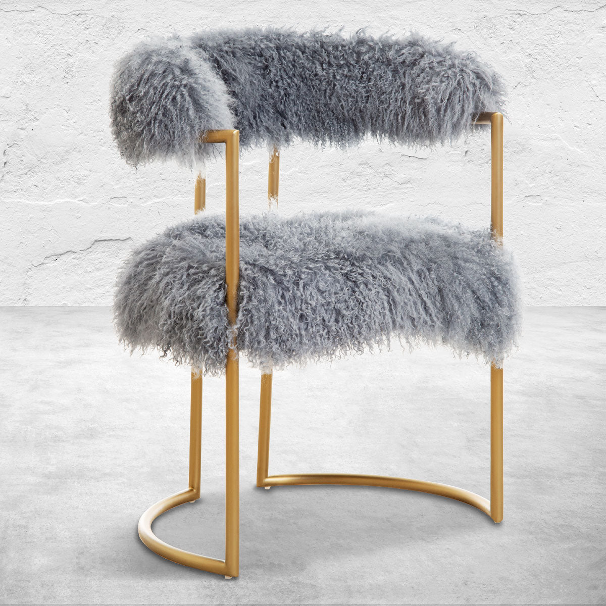 Modern Faux Fur Accent Chair with Gold Metal Frame