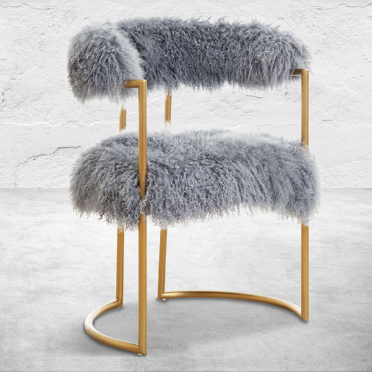 Modern Faux Fur Accent Chair with Gold Metal Frame