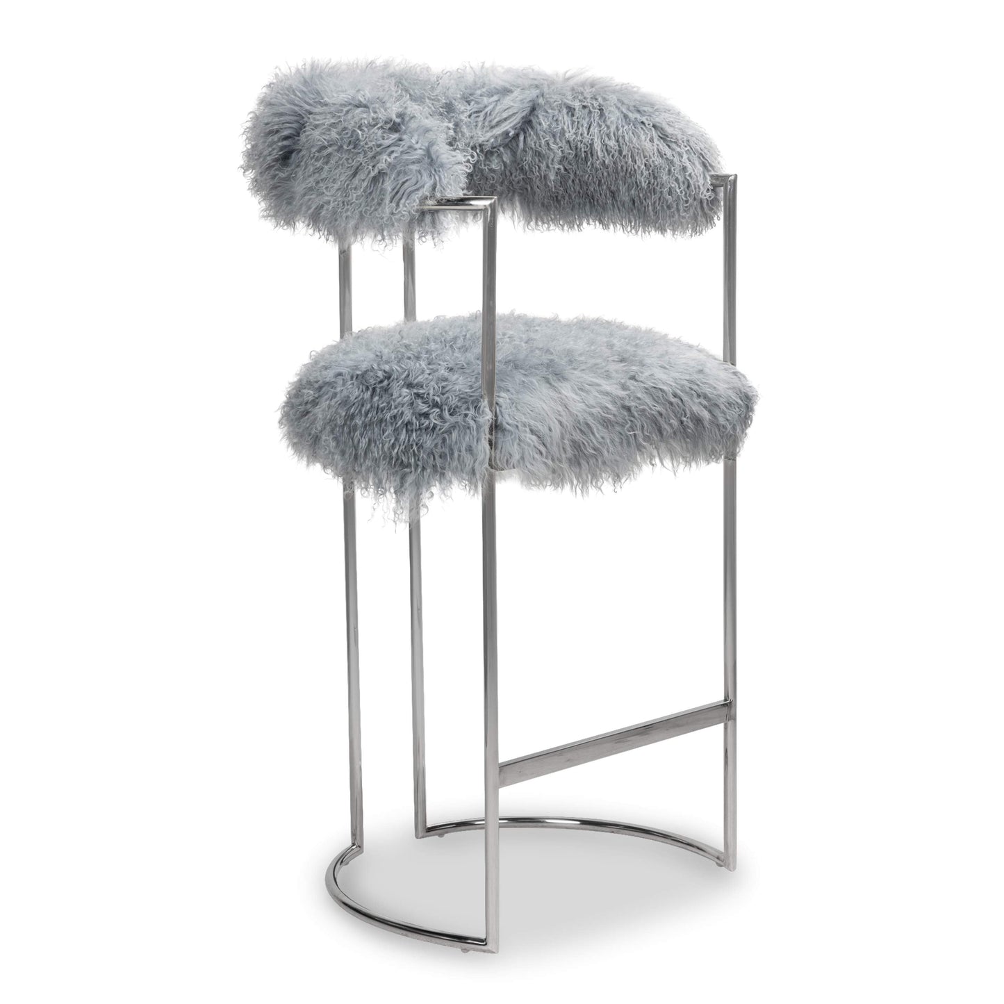 Modern Gray Faux Fur Accent Chair with Gold Metal Frame