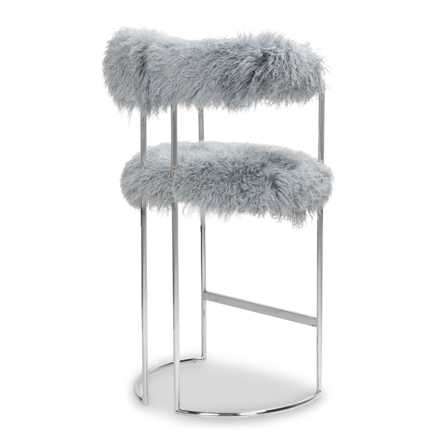 Modern Gray Faux Fur Accent Chair with Gold Metal Frame