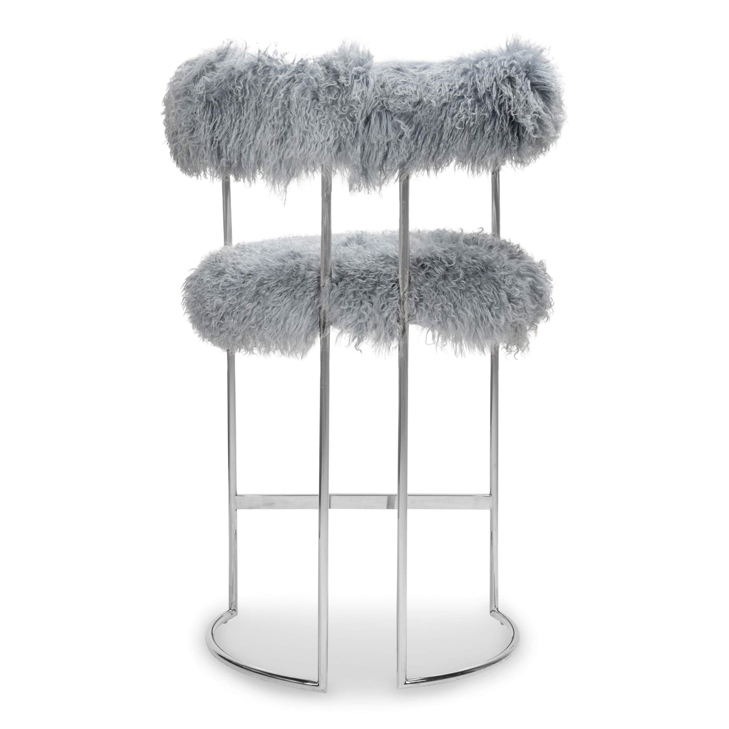 Modern Gray Faux Fur Accent Chair with Gold Metal Frame
