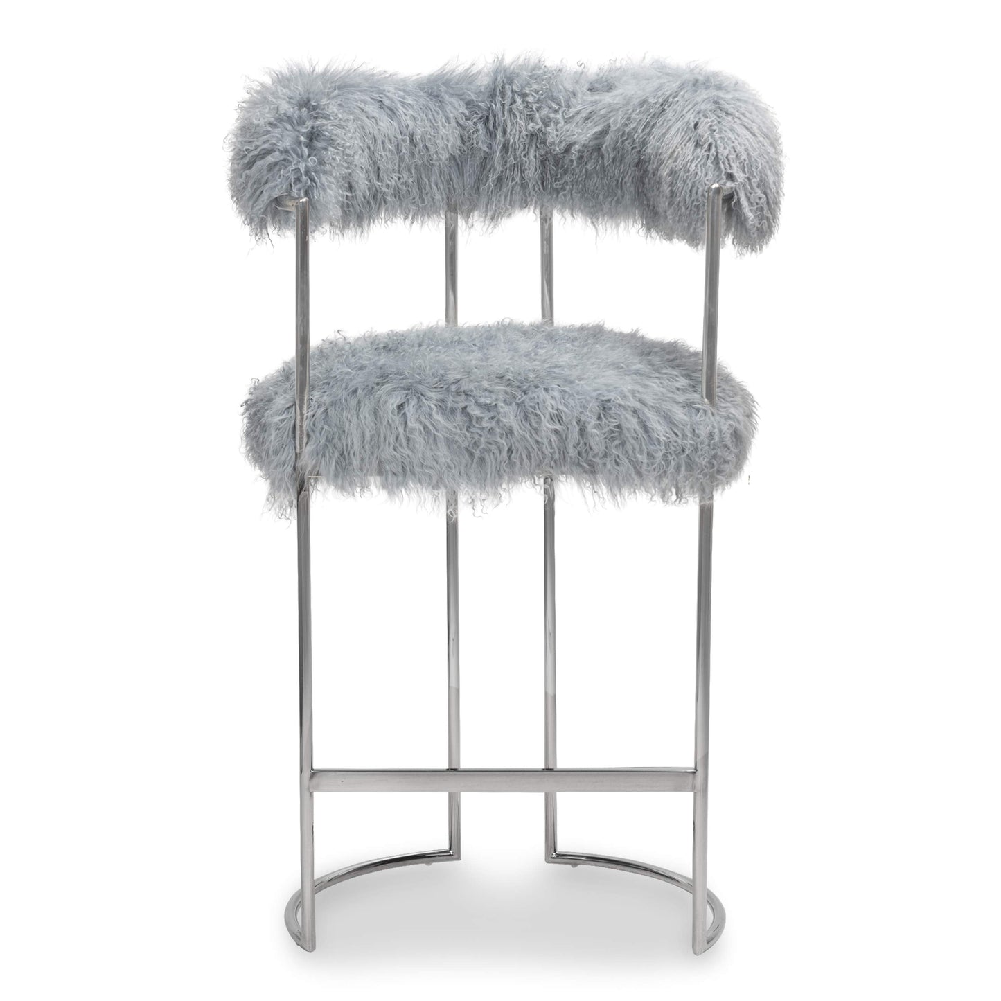 Modern Gray Faux Fur Accent Chair with Gold Metal Frame