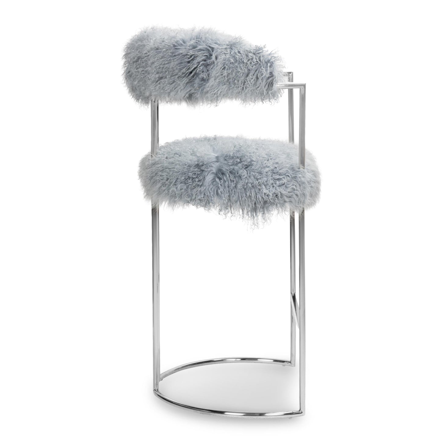 Modern Gray Faux Fur Accent Chair with Gold Metal Frame